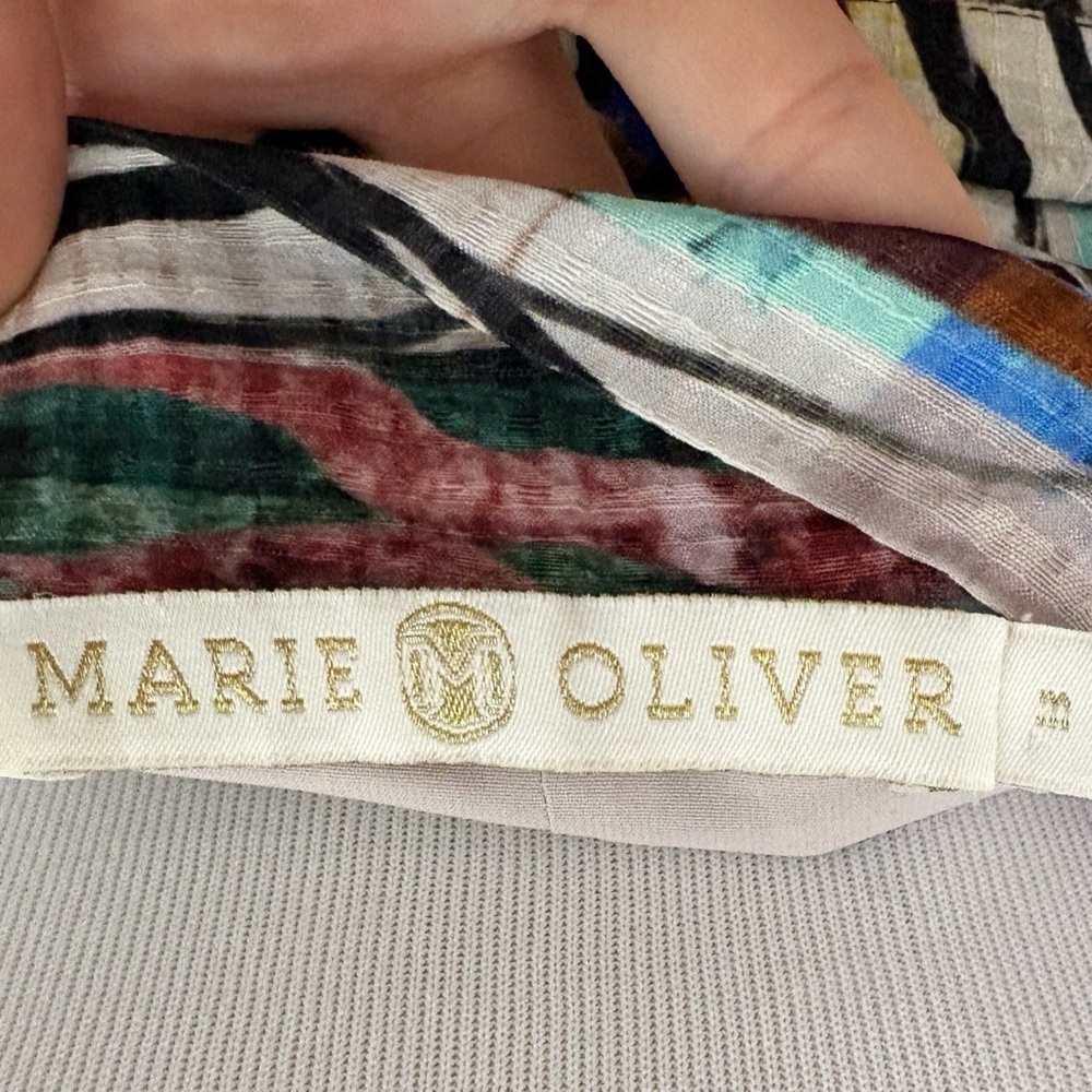 Marie Oliver Estine Wrap Skirt Prism Print Size Medium Colorful Statement Linen - Picture 11 of 11